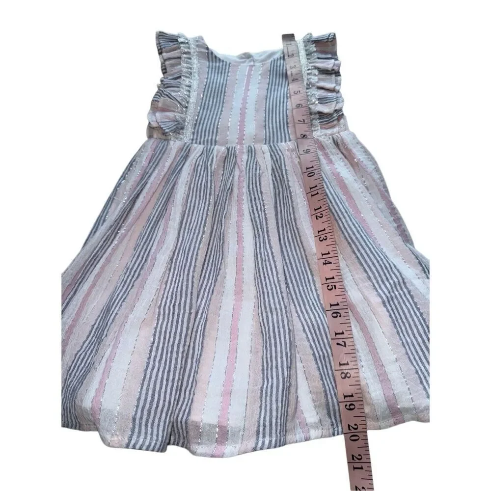 Pippa & Julie Striped Ruffled Flutter Sleeve Seersucker Dress Size 2T